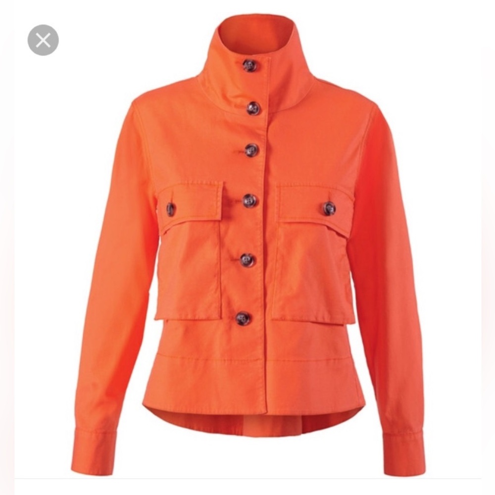 CAbi Button Down Resort High Low Swing Jacket Sz S
